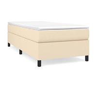 Yisssmeng Lit à sommier tapissier 80 x 200 cm crème, cadre en bois, housse en tissu, aspect canapé-lit, chambre d'adolescent et d'amis