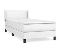 Yisssmeng Lit à sommier tapissier 80 x 200 cm - En cuir synthétique blanc - Lit simple avec matelas et surmatelas - Cornes modernes - Tête de lit réglable en hauteur - Pour chambre à coucher, chambre