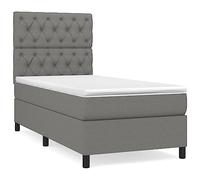 Yisssmeng Lit à sommier tapissier, 80 x 200 cm, gris foncé, avec matelas et surmatelas, design moderne, pour chambre d'adolescent, studio, chambre à coucher