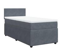 Yisssmeng Lit à sommier tapissier, 80 x 200 cm, gris foncé, en velours, avec matelas à ressorts ensachés et surmatelas, lit simple, confortable, chambre d'adolescent, chambre à coucher, moderne
