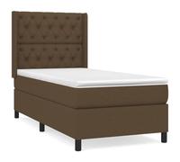 Yisssmeng Lit à sommier tapissier - 80 x 200 cm - Lit simple avec matelas et surmatelas - Tête de lit réglable en hauteur - Housse en tissu durable - Pour chambre à coucher, chambre d'amis - Marron