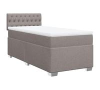 Yisssmeng Lit à sommier tapissier, 80 x 200 cm, taupe, avec matelas à ressorts ensachés, surmatelas et surmatelas, en tissu moderne, lit simple avec tête de lit, pour chambre à coucher et chambre