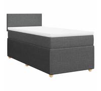Yisssmeng Lit à sommier tapissier, 90 x 190 cm, gris foncé, avec matelas à ressorts ensachés et coussin doux, design moderne, lit simple, robuste, pour chambre d'adolescent et chambre d'amis