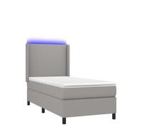 Yisssmeng Lit à sommier tapissier, 90 x 200 cm, gris clair, avec matelas et LED, design sommeil de rêve, à ressorts ensachés, moderne, pour chambre à coucher, chambre d'amis
