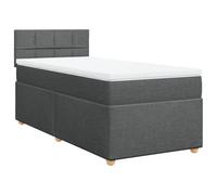 Yisssmeng Lit à sommier tapissier, 90 x 200 cm, gris foncé, matelas et surmatelas en tissu avec système ergonomique à ressorts ensachés, lit simple moderne pour chambre à coucher, chambre d'adolescent