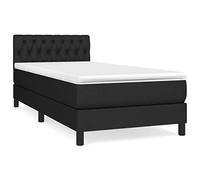 Yisssmeng Lit à sommier tapissier 90 x 200 cm, noir, avec matelas et surmatelas, tête de lit réglable en hauteur, lit simple, pour chambre d'adolescent/d'amis