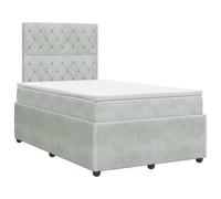 Yisssmeng Lit à sommier tapissier avec matelas 120 x 190 cm velours gris clair