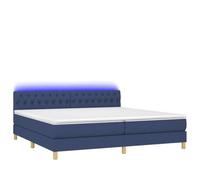 Yisssmeng Lit à sommier tapissier, avec matelas et LED, 200 x 200 cm, bleu, design moderne, avec tête de lit réglable en hauteur et ressorts ensachés, pour chambre d'adolescent et chambre d'amis
