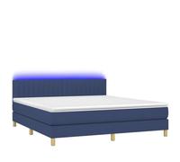 Yisssmeng Lit à sommier tapissier, avec matelas et LED, bleu, 160 x 200 cm, en tissu, lit double, tête de lit réglable en hauteur, design moderne, pour chambre à coucher, chambre d'adolescent, adulte