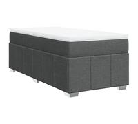 Yisssmeng Lit à sommier tapissier avec matelas et surmatelas - 90 x 190 cm - Gris foncé - Lit simple complet en tissu avec matelas à ressorts ensachés et cadre de lit pour chambre à coucher et