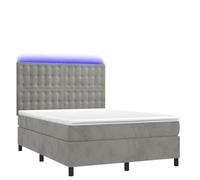 Yisssmeng Lit à sommier tapissier avec matelas LED gris clair 140 x 190 cm - Surmatelas en velours - Tête de lit réglable en hauteur - Design moderne pour chambre à coucher, chambre d'adolescent