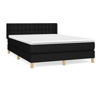 Yisssmeng Lit à sommier tapissier avec matelas - Noir - 140 x 190 cm - Tissu - Design moderne - Tête de lit réglable en hauteur - Soutien mi-dur pour chambre à coucher, chambre d'adolescent et chambre
