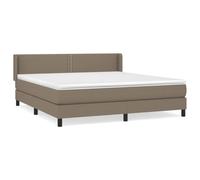 Yisssmeng Lit à sommier tapissier avec matelas taupe, 180 x 200 cm, lit double, rembourré, grand lit familial, cadre de lit moderne, avec tête de lit, pour chambre à coucher, appartement