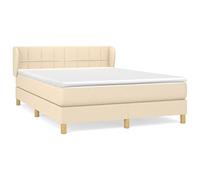 Yisssmeng Lit à sommier tapissier crème 140 x 200 cm avec matelas et surmatelas - Design moderne et dureté moyenne - Pour chambre à coucher, chambre d'adolescent, chambre d'amis