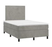 Yisssmeng Lit à sommier tapissier en velours gris clair 120 x 190 cm avec tête de lit réglable, matelas à ressorts ensachés et surmatelas - Design moderne et confortable pour chambre d'adolescent