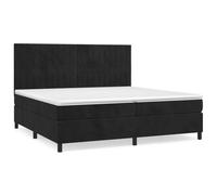 Yisssmeng Lit à sommier tapissier en velours noir 200 x 200 cm avec tête de lit réglable en hauteur, matelas à ressorts ensachés et surmatelas, design moderne pour chambre à coucher et chambre d'amis