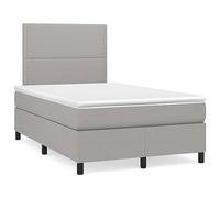 Yisssmeng Lit à sommier tapissier, gris clair, 120 x 200 cm, avec matelas et surmatelas, tête de lit réglable en hauteur, ressorts ensachés, espace de rangement, lit d'adolescent, lit d'invités, pour