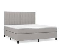 Yisssmeng Lit à sommier tapissier, gris clair, 180 x 200 cm, avec matelas et surmatelas, housse en tissu, tête de lit réglable en hauteur, lit familial, confortable, pour chambre à coucher, chambre