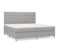 Yisssmeng Lit à sommier tapissier, gris clair, 200 x 200 cm, avec matelas et surmatelas, système de couchage moderne, ressorts ensachés, pour chambre à coucher, chambre d'amis, lit familial