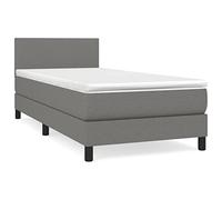 Yisssmeng Lit à sommier tapissier gris foncé, 100 x 200 cm, housse en tissu avec ressorts ensachés, matelas réglable en hauteur, tête de lit, canapé-lit, design moderne, pour chambre à coucher
