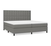 Yisssmeng Lit à sommier tapissier, gris foncé, 200 x 200 cm, avec matelas à ressorts ensachés, et tête de lit réglable en hauteur, canapé-lit moderne, design pour chambre à coucher et chambre d'amis