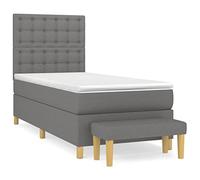 Yisssmeng Lit à sommier tapissier, gris foncé, 90 x 190 cm, avec matelas à ressorts ensachés et banc de tête de lit, réglable en hauteur, canapé-lit moderne, design pour chambre d'adolescent, chambre