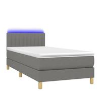 Yisssmeng Lit à sommier tapissier gris foncé 90 x 190 cm, lit simple, LED, avec tête de lit réglable en hauteur, matelas à ressorts ensachés et surmatelas, hauteur 78/88 cm, pour chambre d'adolescent