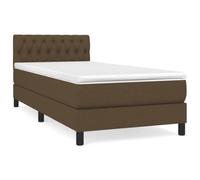 Yisssmeng Lit à sommier tapissier, marron foncé, 100 x 200 cm, avec matelas à ressorts ensachés et surmatelas, tête de lit réglable en hauteur en tissu polyester robuste, pour adultes, chambre