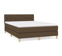 Yisssmeng Lit à sommier tapissier, marron foncé, 140 x 200 cm, avec matelas à ressorts ensachés et surmatelas, lit d'invité moderne, lit familial, pour chambre à coucher et chambre d'adolescent