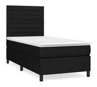 Yisssmeng Lit à sommier tapissier, noir, 80 x 200 cm, housse en tissu avec matelas et surmatelas, lit simple, moderne, avec tête réglable, pour chambre d'adolescent, chambre d'amis, chambre à coucher