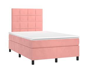 Yisssmeng Lit à sommier tapissier rose 120 x 190 cm en velours - Tête de lit réglable en hauteur - Matelas à ressorts ensachés - Soutien mi-dur - Design moderne pour chambre à coucher, chambre