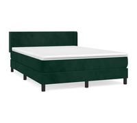 Yisssmeng Lit à sommier tapissier vert foncé 140 x 190 cm avec tête de lit en velours, matelas à ressorts ensachés et surmatelas pour chambre d'adolescent ou d'amis, design moderne avec cadre en bois
