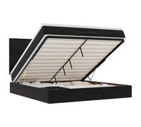 Yisssmeng Lit capitonné 180 x 200 cm avec matelas et surmatelas - Lit de rangement avec coffre de lit hydraulique - Lit double en velours noir avec tête de lit - Lit à sommier tapissier design chambre