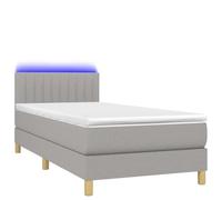 Yisssmeng Lit capitonné avec matelas et LED gris clair 80 x 200 cm - Tissu respirant - Tête de lit réglable - Ressorts ensachés - Kit complet pour chambre d'adolescent, chambre d'amis, chambre à
