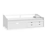 Yisssmeng Lit de jour, 3 places, blanc, en pin, 90 x 200 cm, avec 5 tiroirs, design moderne, canapé-lit robuste, pour salon, chambre d'adolescent, chambre d'amis