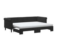 Yisssmeng Lit de jour, 80 x 200 cm, en velours noir, extensible, pour invités, avec 2 matelas en mousse, design moderne, forme cube, pour salon et chambre à coucher