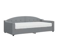 Yisssmeng Lit de jour, 90 x 200 cm, gris clair, en bois et métal robuste, avec matelas en mousse de 17 cm, canapé-lit moderne 2 en 1, pour chambre d'amis, chambre d'adolescent et petits appartements