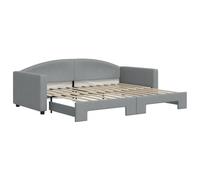 Yisssmeng Lit de jour, 90 x 200 cm, gris clair, extensible, coffre à roulettes, canapé-lit, 2 matelas, lit d'invité, lit d'adolescent
