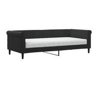 Yisssmeng Lit de jour, en velours, noir, 90 x 200 cm, avec matelas, canapé-lit 2 en 1, pour chambre d'amis, chambre d'adolescent, design moderne, construction robuste en bois et métal, peu encombrant