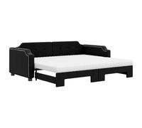 Yisssmeng Lit de jour, extensible, 90 x 190 cm, en tissu, noir, avec 2 matelas, peu encombrant, avec coffre à roulettes, pour salon, sommeil et chambre d'amis