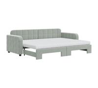 Yisssmeng Lit de jour, extensible, gris clair, 80 x 200 cm, en velours, avec 2 matelas en mousse, peu encombrant, pour invités, salon et chambre à coucher