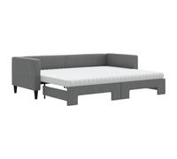 Yisssmeng Lit de jour extensible, gris foncé, 80 x 200 cm, avec 2 matelas en mousse, cadre en bois et métal, canapé-lit peu encombrant pour chambre d'amis, chambre d'adolescent, maison et bureau