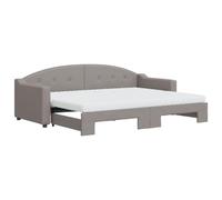 Yisssmeng Lit de jour extensible, taupe, 80 x 200 cm, avec 2 matelas, cadre en bois robuste, pour chambre d'amis, lit d'adolescent, canapé simple