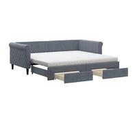 Yisssmeng Lit de jour, gris foncé, 90 x 190 cm, 2 en 1, canapé-lit, en velours, peu encombrant, avec 2 matelas, pour petit salon, chambre à coucher, studio