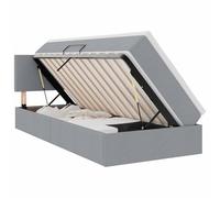 Yisssmeng Lit de rangement avec matelas 90 x 200 cm, gris clair, lit de rangement avec surmatelas et tête de lit, lit rembourré avec coffre de lit hydraulique, lit simple pour chambre à coucher