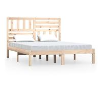Yisssmeng Lit en bois massif 140 x 190 cm en pin non traité avec tête de lit haute - Design moderne et robuste - Montage facile pour chambre à coucher, chambre d'adolescent et chambre d'amis
