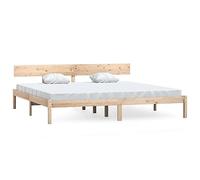 Yisssmeng Lit en bois massif 180 x 200 cm, lit en bois de pin non traité, cadre de lit robuste avec tête de lit et sommier à lattes, lit double moderne pour votre chambre à coucher