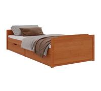 Yisssmeng Lit en bois massif, 90 x 200 cm, en pin marron miel, avec tiroirs, design moderne, robuste et durable, pour chambre d'adolescent, chambre d'adolescent, chambre d'amis
