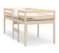 Yisssmeng Lit mezzanine 80 x 200 cm, cadre de lit stable en bois de pin non traité, lit loft peu encombrant avec échelle et garde-corps pour chambre d'adolescent et chambre d'amis