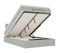 Yisssmeng Lit ottoman avec matelas et surmatelas 120 x 200 cm, lit rembourré avec espace de rangement hydraulique, cadre de lit en velours gris clair avec tête de lit, lit pour chambre à coucher